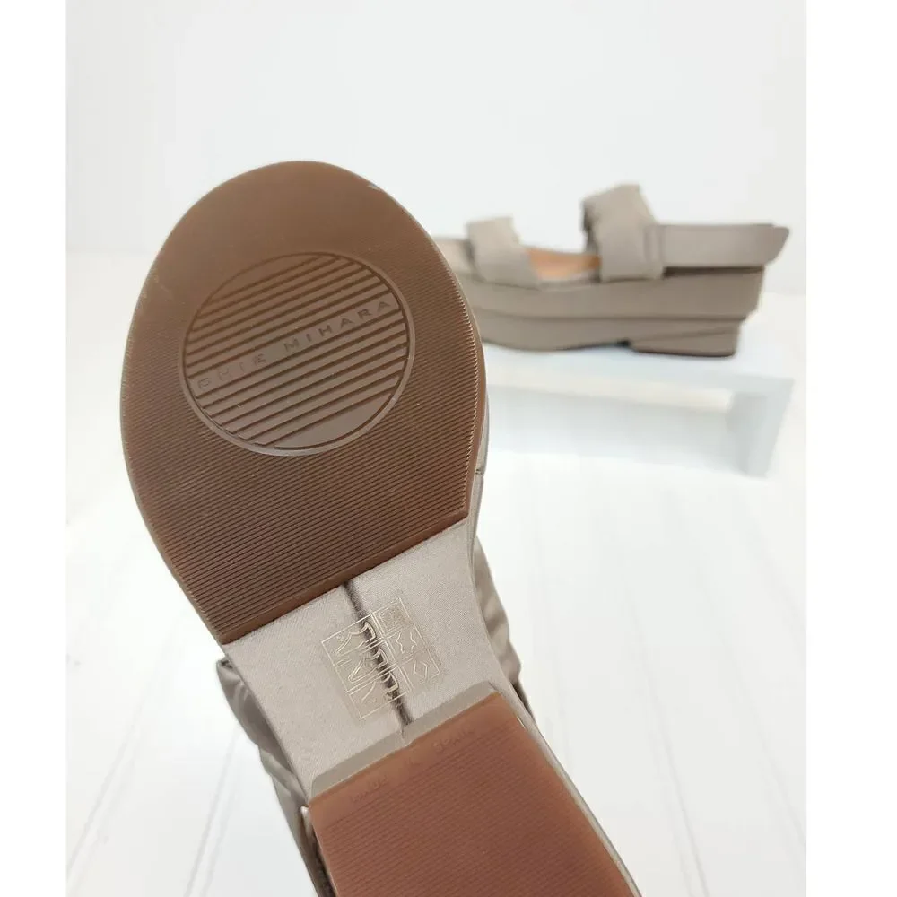 Chie Mihara Platform Sandals Satin Fabric in Sand Color
